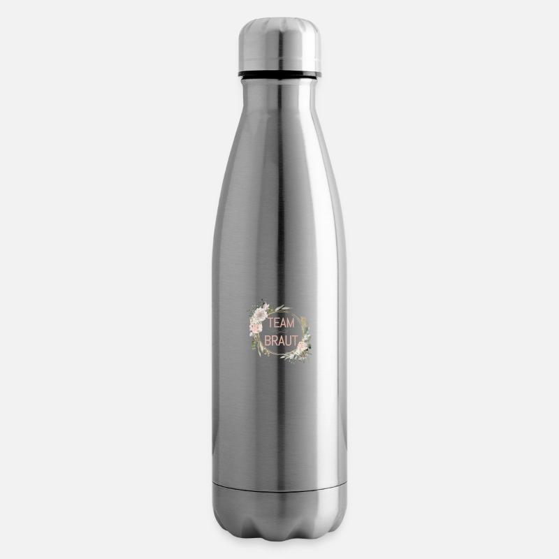 Team Braut! Eukalyptus Blumen Kreis - Isolierflasche - Lightsilver