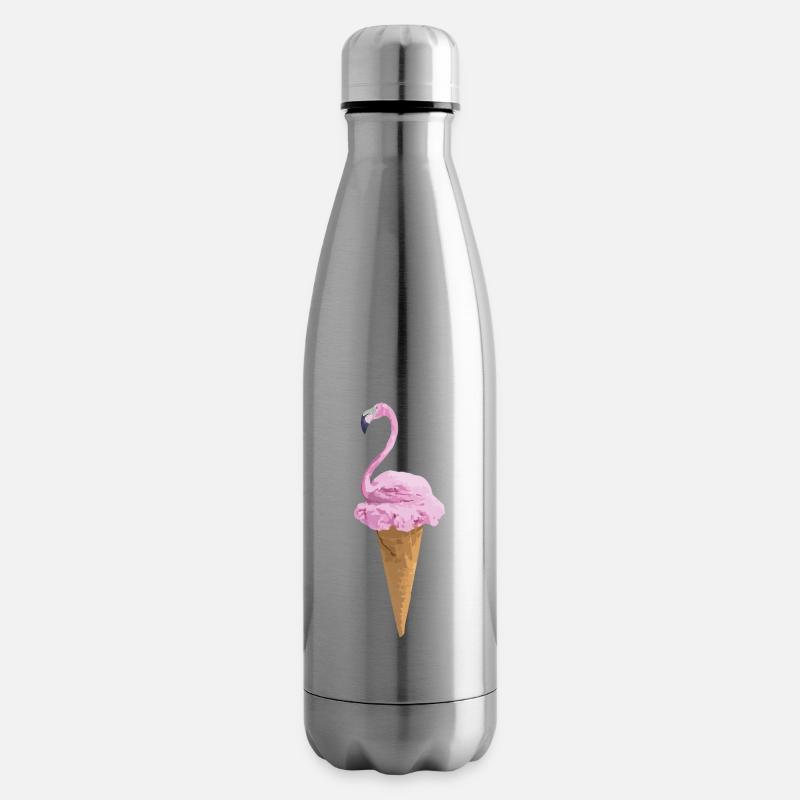 Flamingo mit Eiscreme - Isolierflasche - Lightsilver