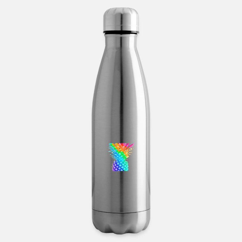 Bunte Ananas Regenbogen cool Geschenkidee - Isolierflasche - Lightsilver