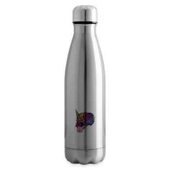 Licorne avec corne colorée - Bouteille isotherme - argent clair - Droite