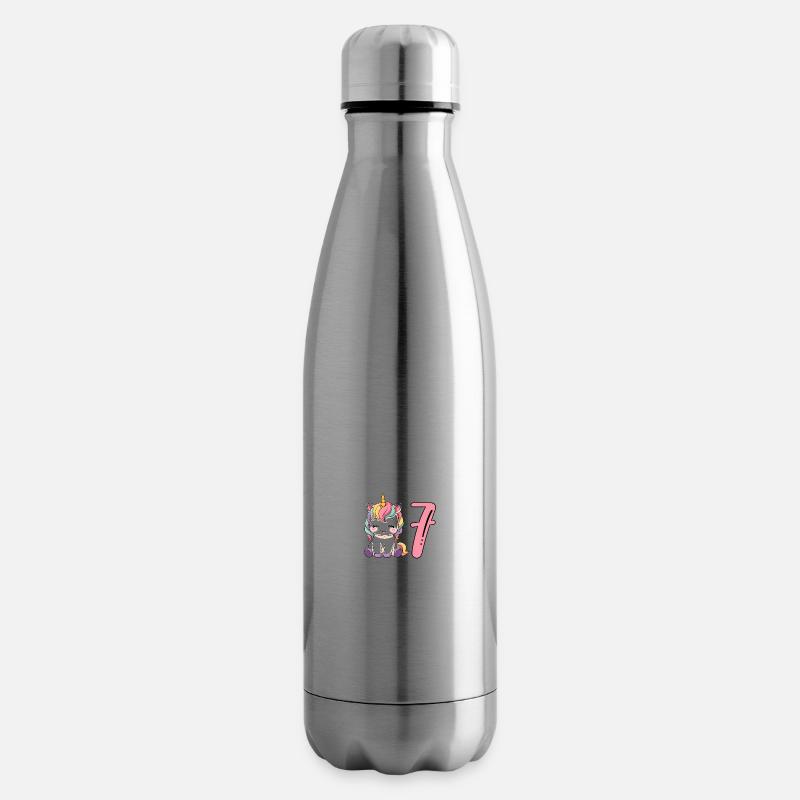 Kinder Einhorn 7. Geburtstag Ich bin schon Sieben - Isolierflasche - Lightsilver