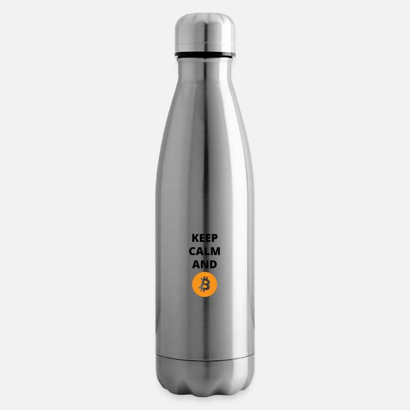 Bewahren Sie Ruhe und Bitcoin - Isolierflasche - Lightsilver
