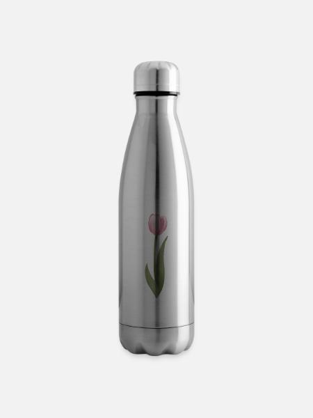 tulipe rose - Bouteille isotherme - argent clair