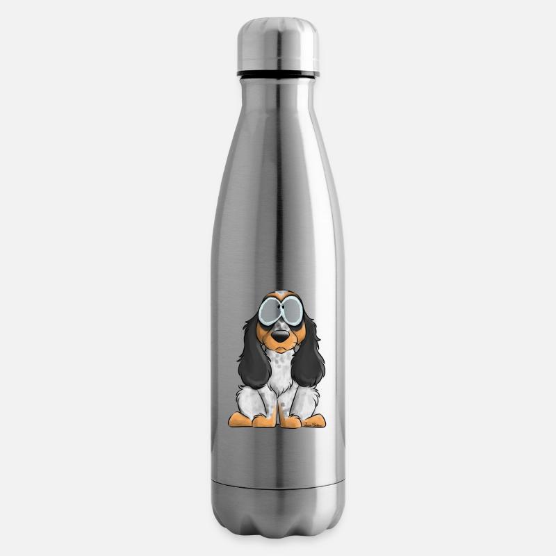 Je Suis Cocker Anglais Noir Blanc Moucheté Feu - Bouteille isotherme - argent clair