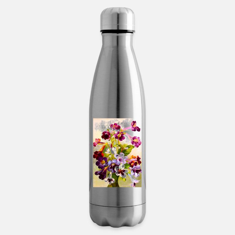 Violets - Insulated Water Bottle - silver