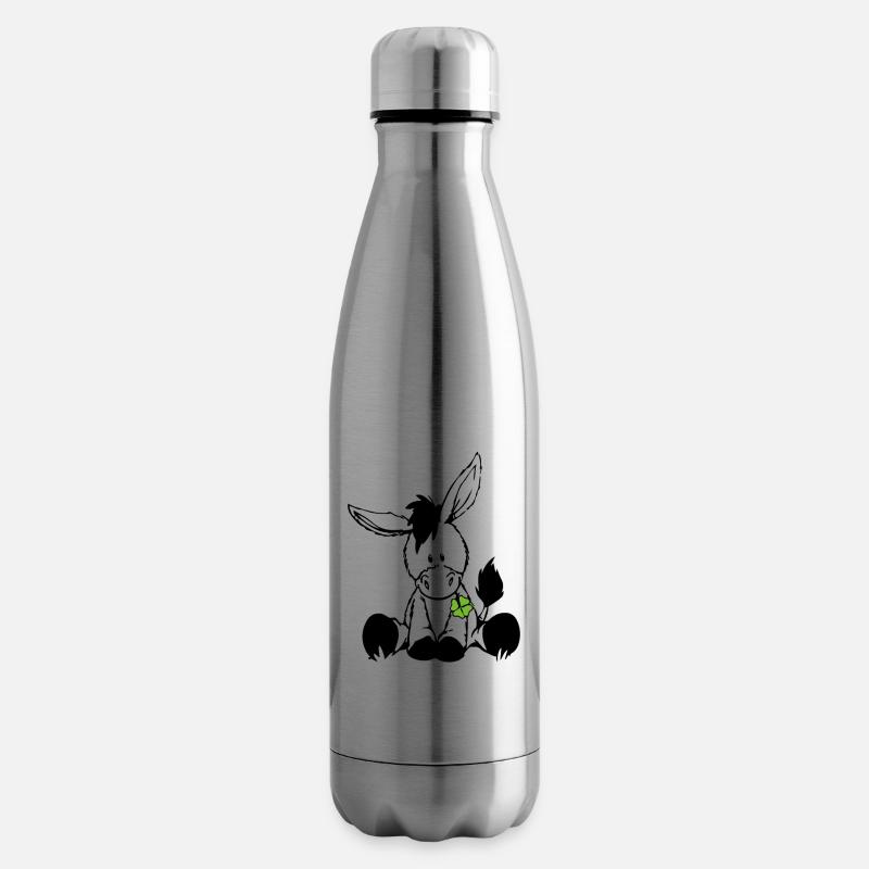 Esel mit grünem Klee - Isolierflasche - Lightsilver