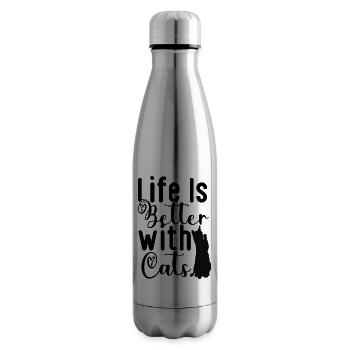 la vie est meilleure avec les chats - Bouteille isotherme - argent clair - Droite