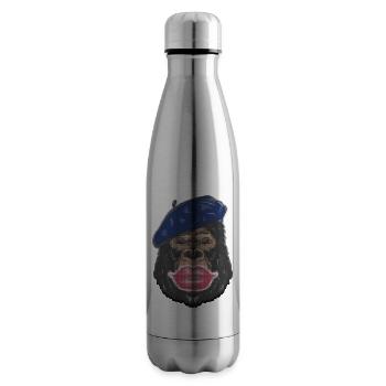 Gorille Kiss pixel - Bouteille isotherme - argent clair - Droite