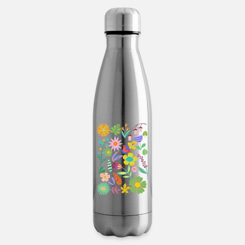 Blumen - Isolierflasche - Lightsilver