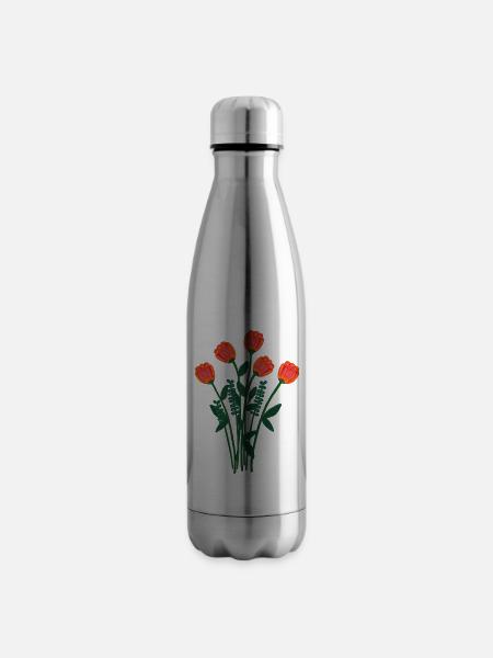 Romantischer Blumenstrauß - Isolierflasche - Lightsilver