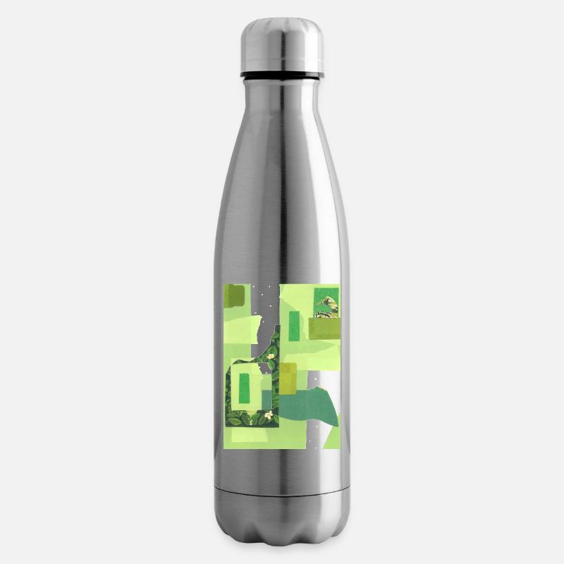 Grüne Collage - Isolierflasche - Lightsilver