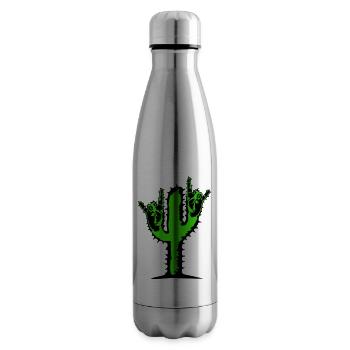Kaktus Pflanze Heavy Metal Hard Rock Fun Handgeste - Isolierflasche - Lightsilver - Rechts