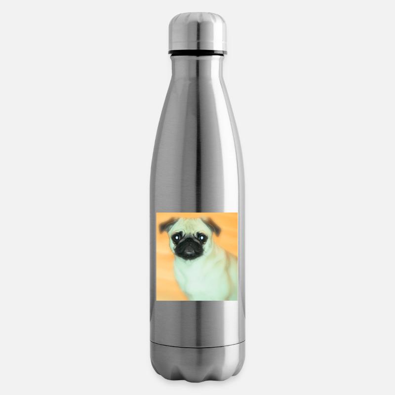 Niedlicher Mops mit Ausdrucksvollblick - Isolierflasche - Lightsilver