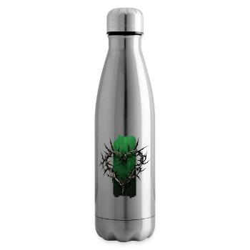 Thorned Devotion: Heart-Shaped Thorn Branch - Insulated Water Bottle - silver - Right