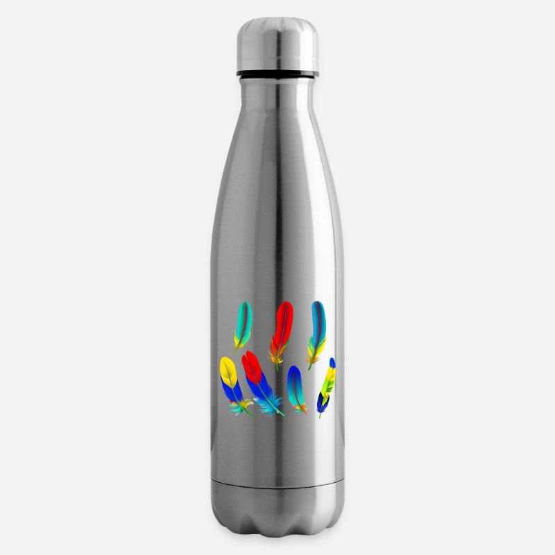 Papagei Federn - Isolierflasche - Lightsilver