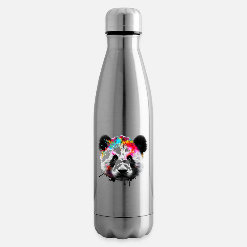 Bunter Panda - Isolierflasche - Lightsilver