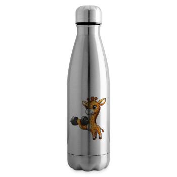 Giraffe Bench Press Workout - Insulated Water Bottle - silver - Right