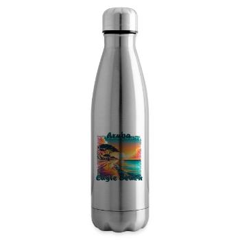 Grunge Summer Getaway Eagle Beach Aruba - Insulated Water Bottle - silver - Right