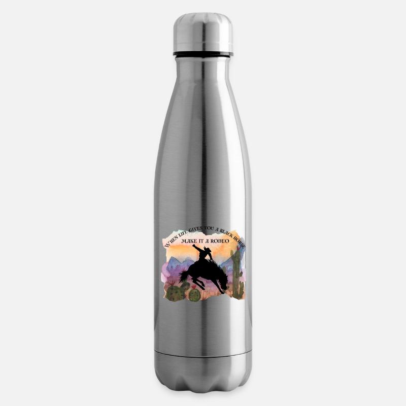 Schwarzes Pferd - Isolierflasche - Lightsilver