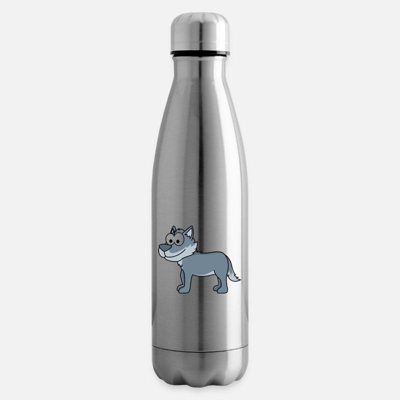 Loup Comic Animal - Bouteille isotherme - argent clair