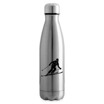 Ski Fahren Skiing Mann Silhouette - Isolierflasche - Lightsilver - Rechts