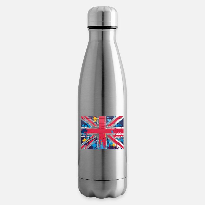 Britische Flagge Graffiti Kunst - Isolierflasche - Lightsilver