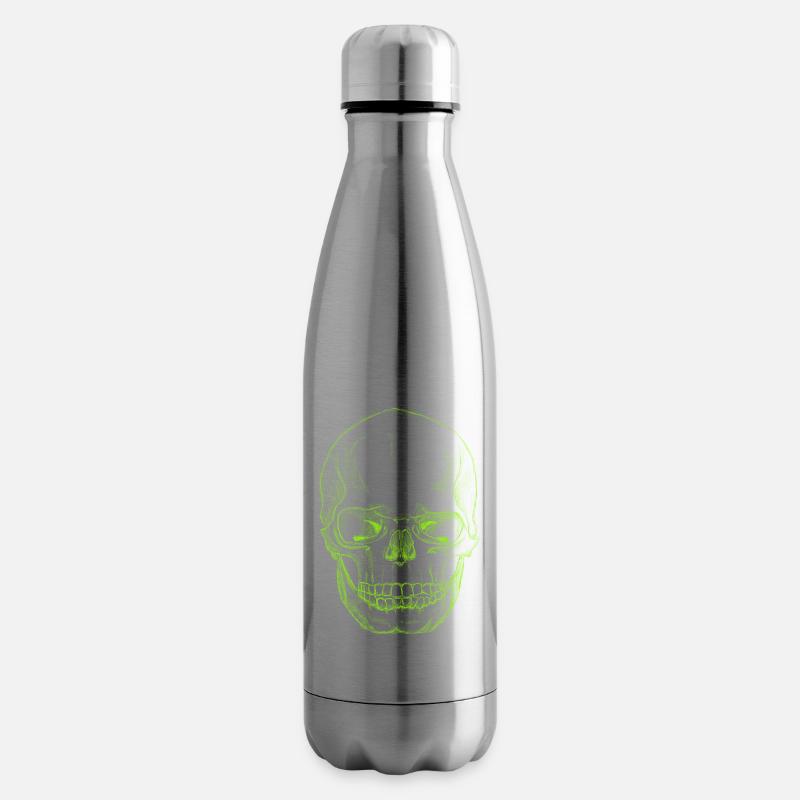 SkullSketchGreen - Isolierflasche - Lightsilver