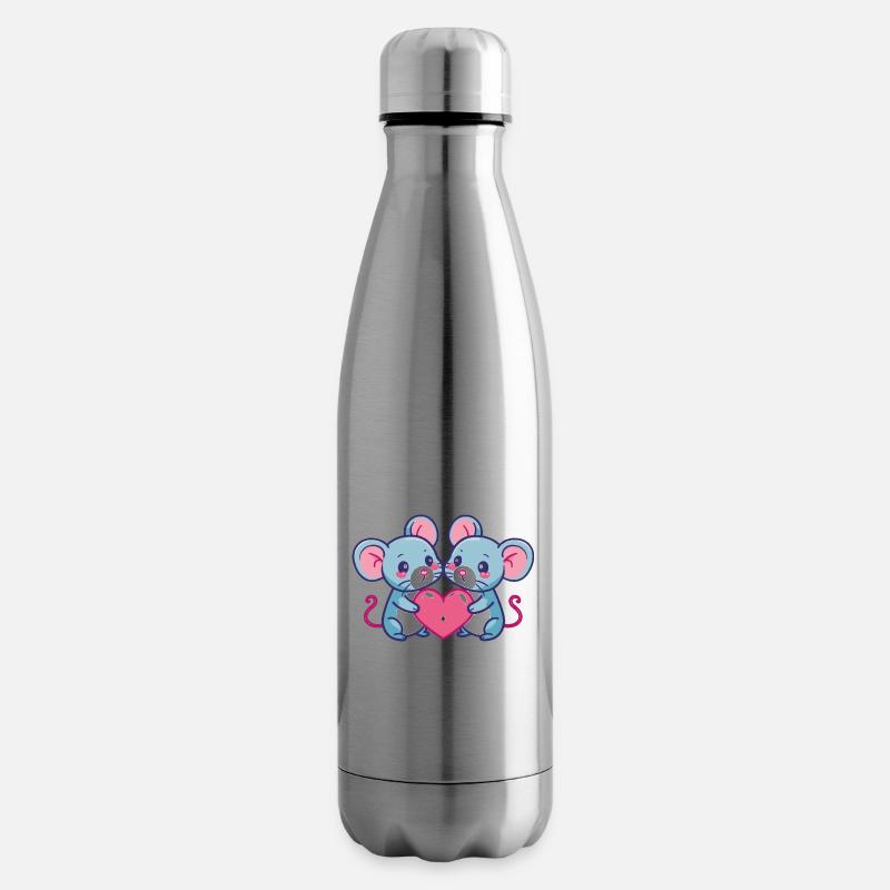 Maus Comic Paar Liebe - Isolierflasche - Lightsilver