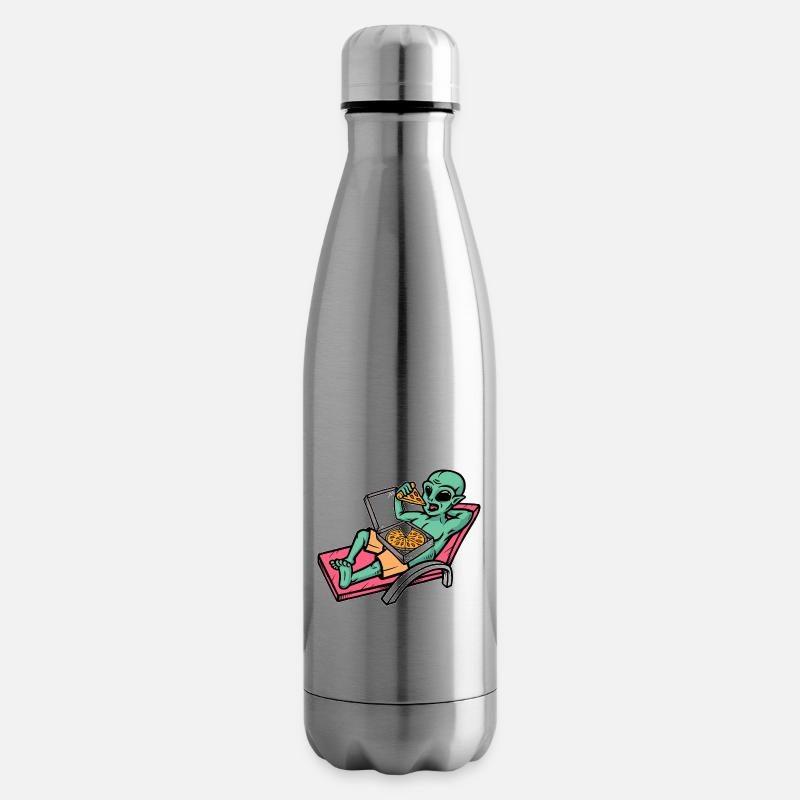 Alien isst Pizza - Isolierflasche - Lightsilver