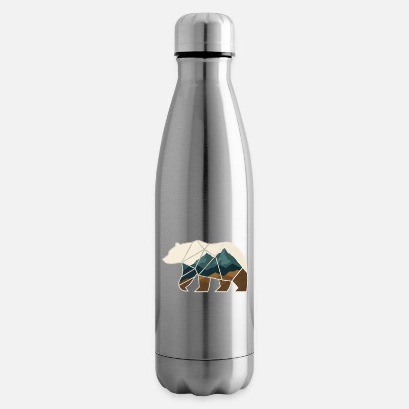 Bär Design geometrisch - Isolierflasche - Lightsilver