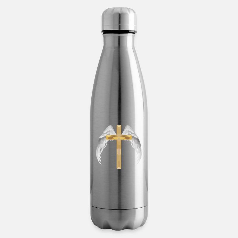 Polygon Kreuz mit Flügel - Isolierflasche - Lightsilver