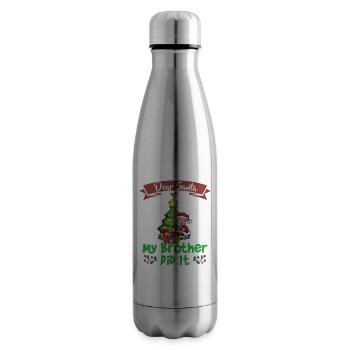 Dear Santa My Brother Did It Siblings Christmas - Insulated Water Bottle - silver - Right