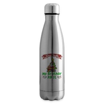 Dear Santa My Brother Did It Siblings Christmas - Insulated Water Bottle - silver - Right