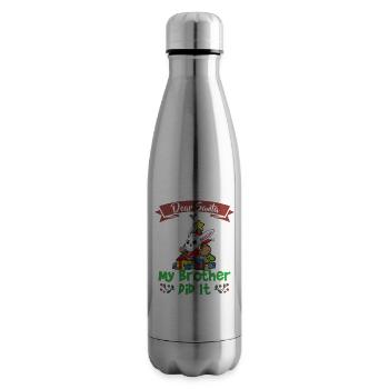 Dear Santa My Brother Did It Siblings Christmas - Insulated Water Bottle - silver - Right