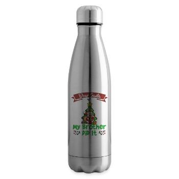 Dear Santa My Brother Did It Siblings Christmas - Insulated Water Bottle - silver - Right