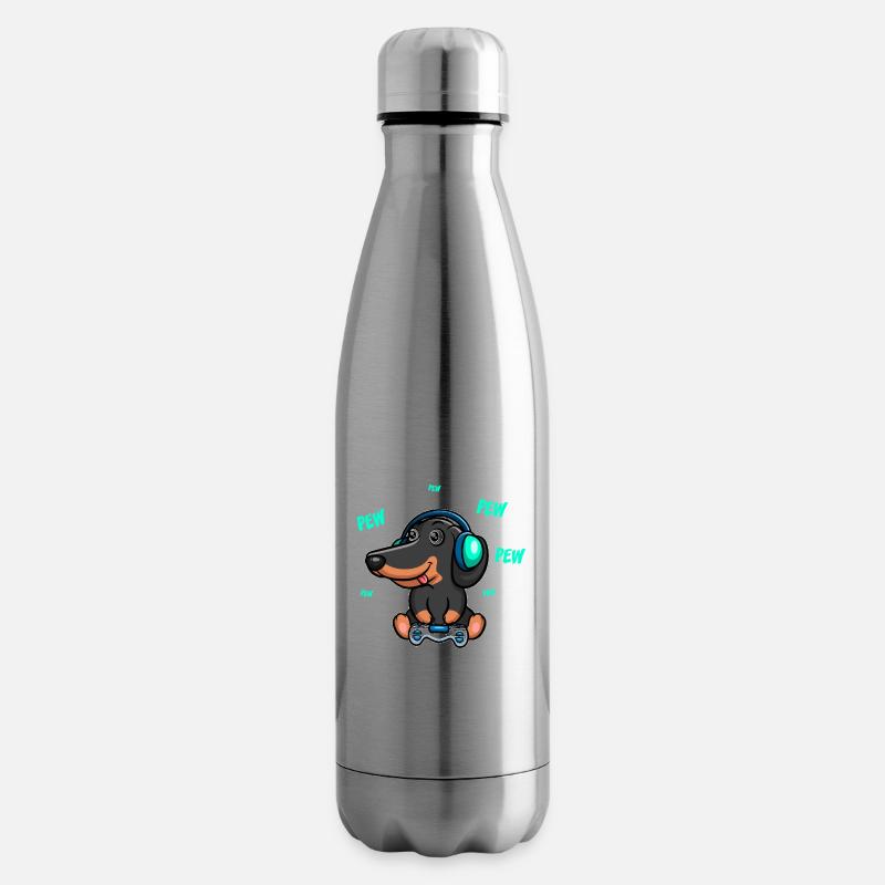 Teckel joue à un jeu vidéo - Bouteille isotherme - argent clair