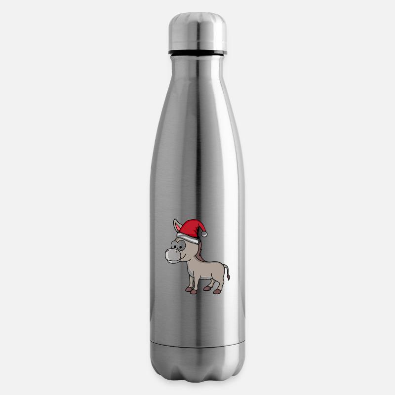 Esel Comic Weihnachten - Isolierflasche - Lightsilver