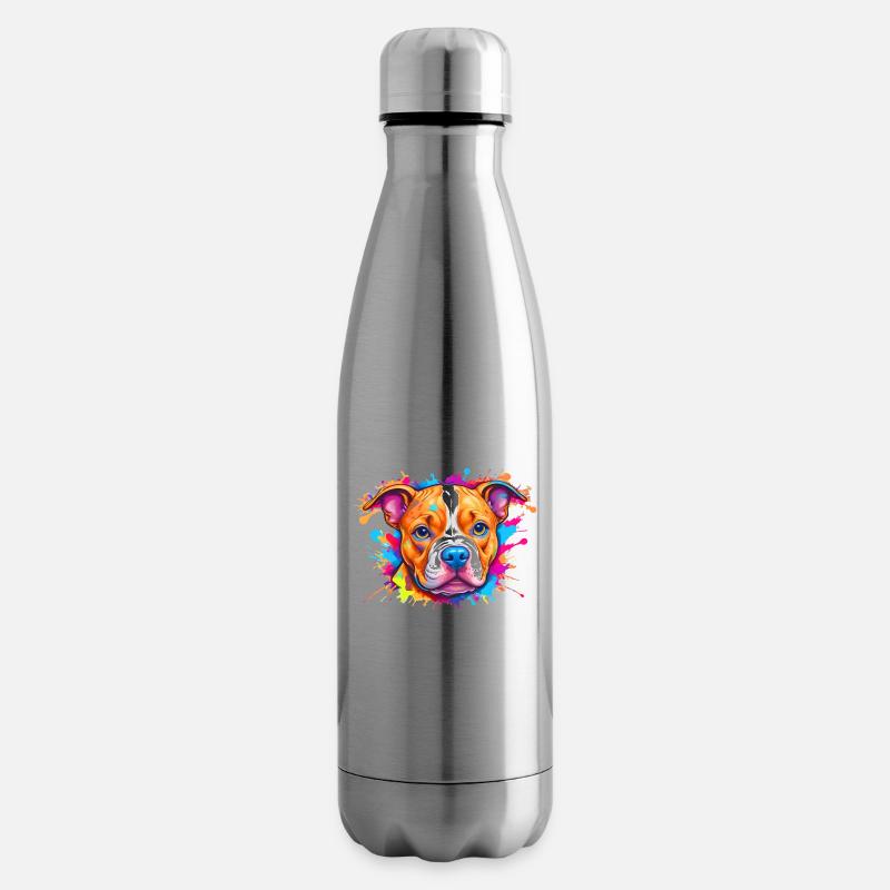 Hunde Welpen Logo Bunter Farbklecks - Isolierflasche - Lightsilver