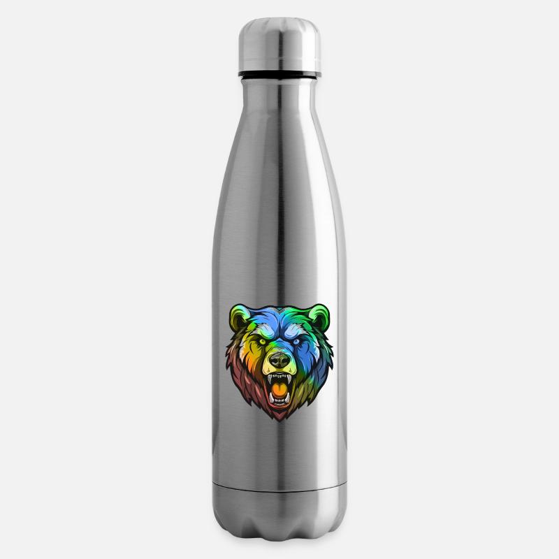 Tête d’ours colorée - Bouteille isotherme - argent clair