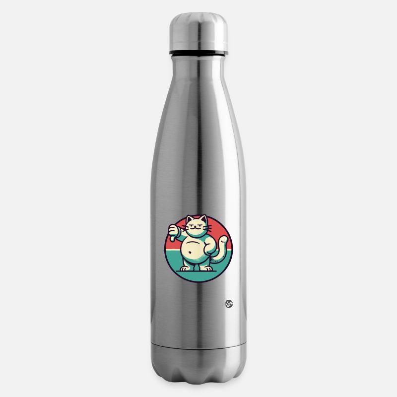 Dicke Katze mit Daumen runter - Isolierflasche - Lightsilver