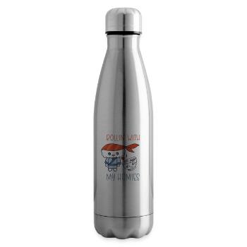 Kawaii Japanese Food Salmon Salmon Sushi Roll - Insulated Water Bottle - silver - Right