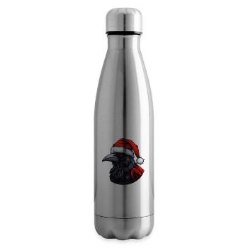 Crow Raven Christmas Animal Head - Insulated Water Bottle - silver - Right