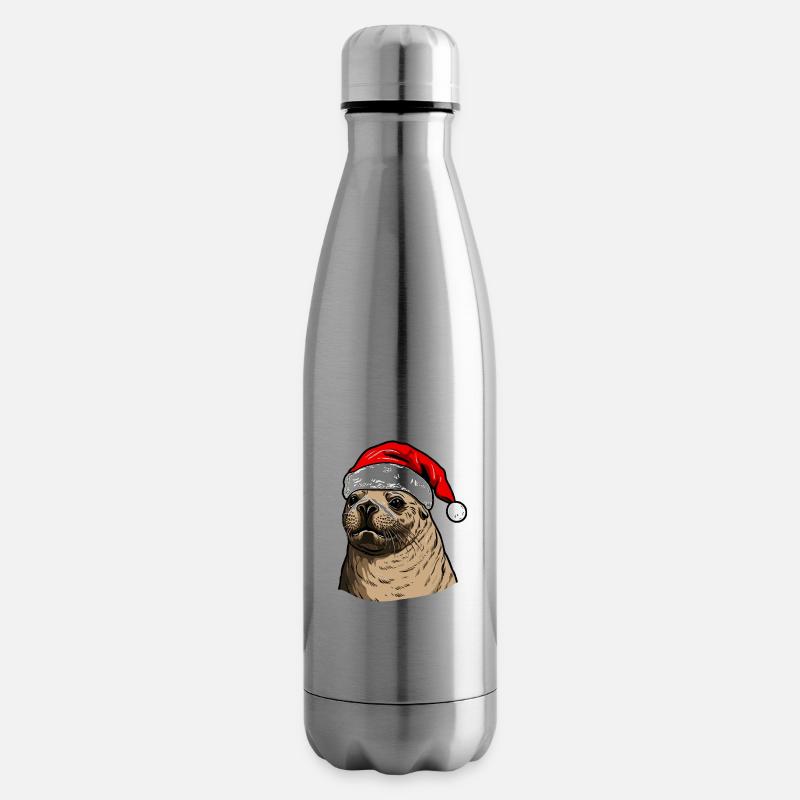 Robbe Seehund Weihnachten Tier Kopf - Isolierflasche - Lightsilver