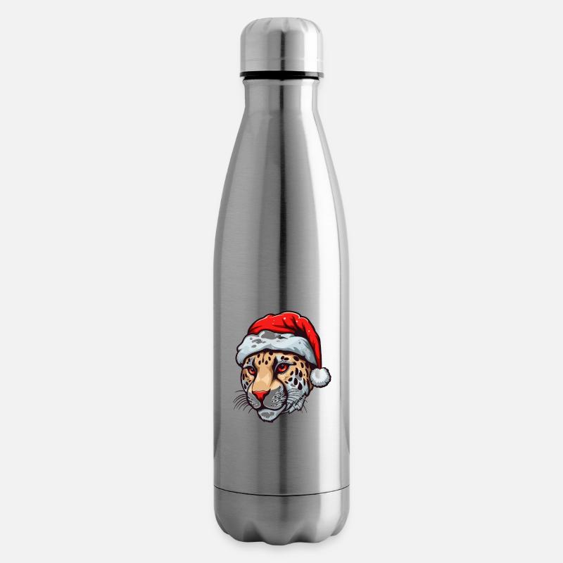 Portrait de Noël tête de guépard - Bouteille isotherme - argent clair