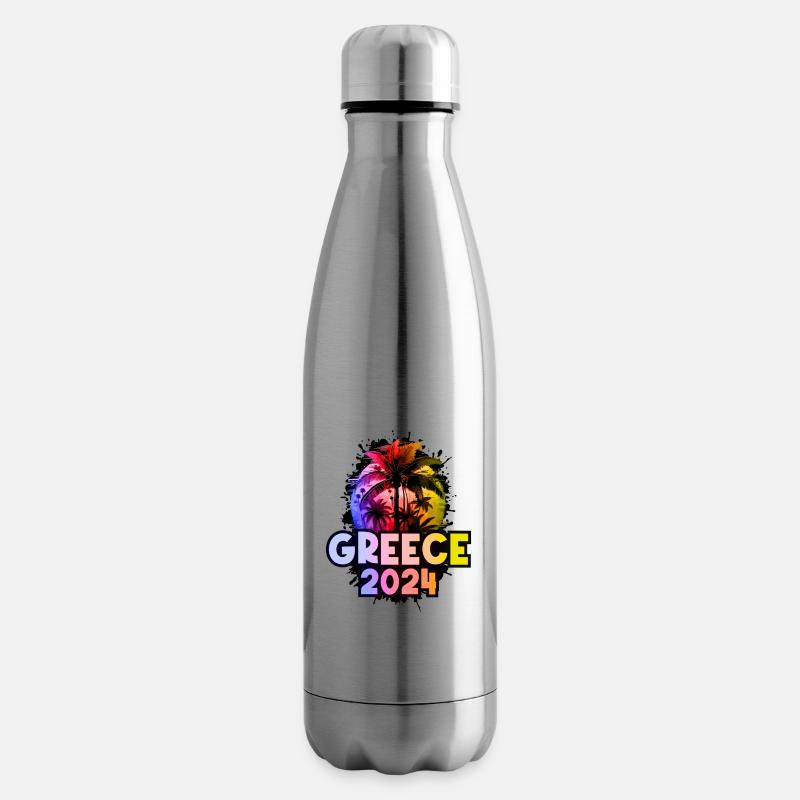 Grèce 2024 Vacances Coloré - Bouteille isotherme - argent clair
