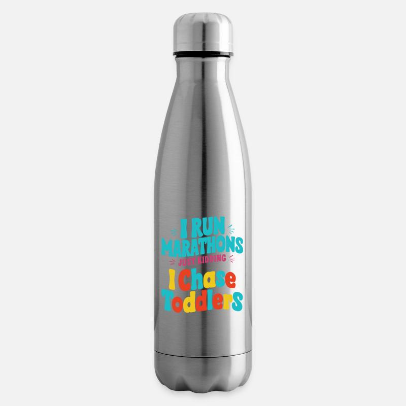 Ich laufe Marathons Nur ein Scherz Ich jage Kleinkinder vor - Isolierflasche - Lightsilver