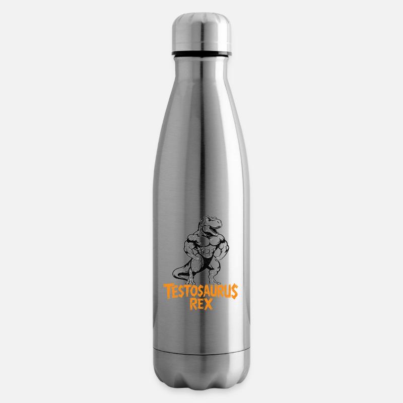 Testosaurus Rex Lustiger Bodybuilder Dinosaurier - Isolierflasche - Lightsilver