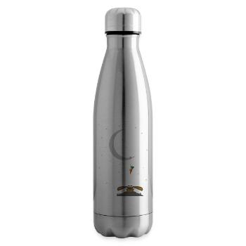 rabbit stares at a carrot on the moon - Insulated Water Bottle - silver - Right