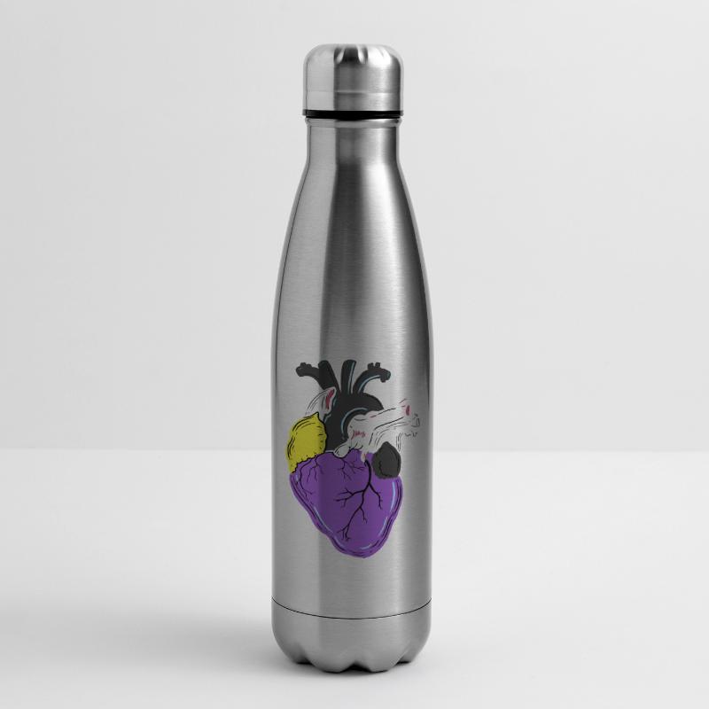 Nonbinary Pride Heart Nonbinary Pride Insulated Water Bottle