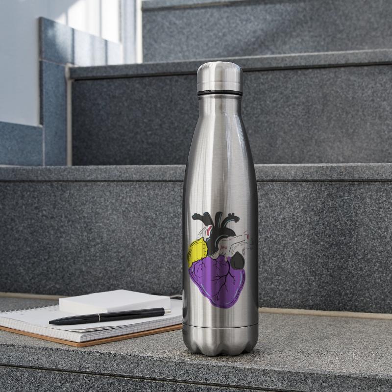 Nonbinary Pride Heart Nonbinary Pride Insulated Water Bottle